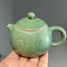 龍泉青瓷 張則輝 梅子青釉刻繪手工壺 180ml, 商品主圖, 1個