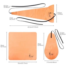 색소폰/클라리넷/플루트/트럼펫 악기 청소 천용 면 색소폰 내부 챔버 키트, 02 3pcs Orange Cloth