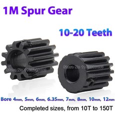 1개 모듈 스퍼 1M 부품 10 변속기 피니언 보어 액세서리 모터 기어 12MM 소형 10T 미니 35 20T, 06 14 Teeth, 02 5mm
