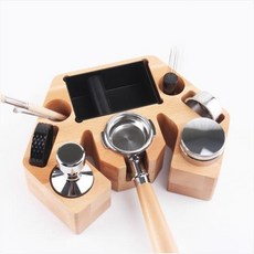 올인원 탬핑스테이션 전용 바텀리스 포터필터 거치대 바스켓 퍽스크린 우드 홀더, 1개, 우드 58mm 전용