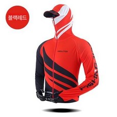 낚시복 여름 세트 냉감 자외선 차단 바지 상의 집업 밀리터리 긴팔 슈트 아이스 쿨링 속건 통기성, L 사이즈 60kg-70kg, 레드 상의