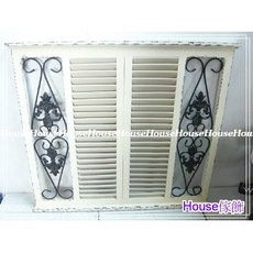 House傢飾 zakka南法田園鄉村風格舊Loft工業風 木製鍛鐵百葉窗假窗 壁飾, 1個