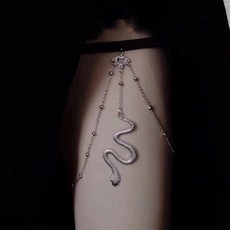 精選飾品 2025年闇黑係蛇形吊墜性感腿鏈朋克顯腿長飾品腿環流蘇女大腿圈鏈