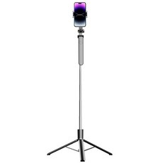 360度旋轉防抖穩拍自拍棒 直播 攝影 美顏自拍神器 手機腳架, Black, 1個, R16