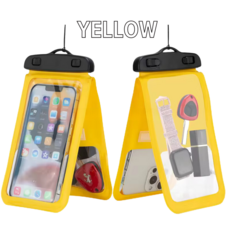 워터밤 이중 포켓 방수 폰케이스, 노랑, 1개