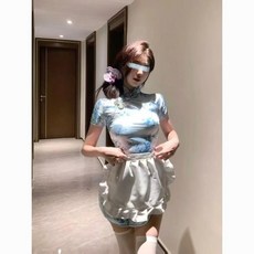 甜美可愛Lolita洛麗塔蕾絲蓬蓬連衣裙，蝴蝶結小貓圍裙兩件套，居家廚房可愛風, 1個, 連衣裙+圍裙【9063款】,L