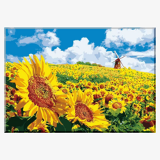 모모픽스페인팅 DIY명화그리기 40x50cm, 풍차와 해바라기, 1개