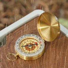 클래식 휴대용 캠핑 등산나침반 선물용 야광 나침반, 골드, 1개