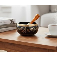 ESplanade - 티베트 불교 노래 그릇 기도 악기 스트라이커 스틱 포함 | 옴 벨 볼 명상 음악 테라피(12.7cm(5인치) 블랙) (블랙) (블랙)111394