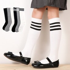 아동용 니삭스 3칼라 무릎양말 긴양말 검정 흰색 무지 어린이 반양말