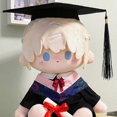 IYT 臺灣出貨 20cm棉花娃娃畢業服 40cm一番賞體坐姿站姿學士服碩士服博士服 娃衣 娃娃換裝 娃娃配件, 1個, 黑色內搭（上衣+褲子+領結）,捶捶體15cm(僅衣 無娃娃）