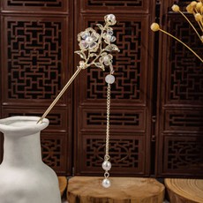 SHENGMEI JEWELRY 古典花朵珍珠流蘇髮簪