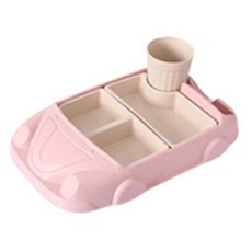 아이엠듀 유아 식판, 핑크, 식기 2p + 우유컵 + 자동차 받침대, 1세트