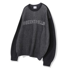 빈트릴 자가드 로고 투톤 니트 차콜 BA243KT002CHICDH5576333