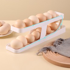 계란수납함 냉장고 옆문 수납함 롤온 푸드급 인플루언서 계란받침 자동롤온 계란통, 3개, 흰색