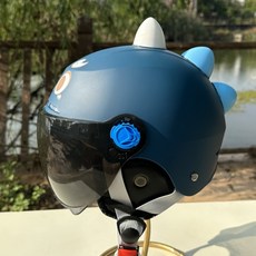 인증 어린이 전동킥보드 헬멧 남아 여아 사계절 안전 반모, 1개, 네이비블루 티 컬러 렌즈+귀덮개+조절