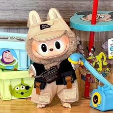 labubu 아기 옷 좌석 파티 1 2 3세대 의류 정장, 1세대  2세대  3세대에 적합(인형 제외), 가죽 가방 탐험가(뾰족한 모자 + 배낭 + 조끼 + 바