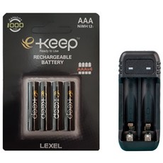 렉셀 e-keep 고용량 AAA충전지 4알 + 렉셀 2구 충전기 세트, 1개