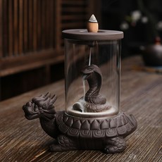 紫砂倒流香爐 防風罩龍龜蛇神倒流香爐 家居飾品, 龍龜造型防風罩