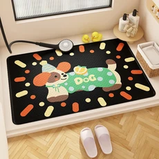 쿠쿠스토어 귀여운 소시지 강아지 욕실 매트 진공 흡착 미끄럼 방지 만화 샤워실 발 카펫, 10 N 방직 디온, 01 5080센티미터
