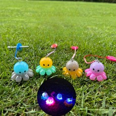 [더루시] 야간라운딩 용품 야광 문어 골프티걸이 티꽂이 분실방지 숏티 높이조절 컨트롤 2+1, 문어 퍼플+옐로우+스카이블루,3개, 1세트