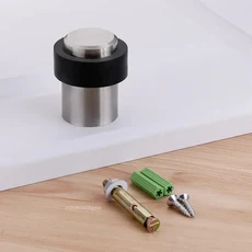 고무 도어 스토퍼 스테인레스 스틸 보호 패드 벽 충돌 방지 홀더 라운드 하드웨어, 01 40mm perforation