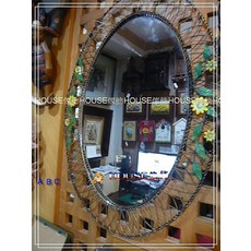 *︵House傢飾︵*鄉村風格 鍛鐵小花橢圓掛鏡【 限量款/新發售 】