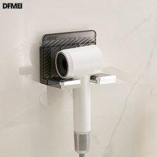 DFMEI 輕奢風吹風機置物架 壁掛免打孔電吹風多功能收納架, 1個, 簡易款-透黑色【定製】:參考詳情
