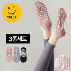 YULIFE 필라테스 미끄럼방지 요가양말 3켤레