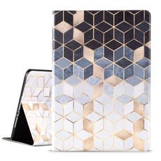 Vimorco 아이패드 5세대/6세대 9.7인치 2017/2018용 케이스 에어 1/2 5/6세대용 슬림 충격 방지 PU 가죽 조절 가능한 스탠드 커버 퍼플 마블, 기하학적