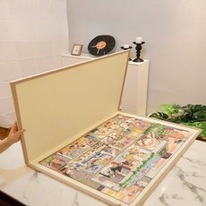 해피유통 대형 퍼즐 수납 상자 1000조각 보관 가능 방진 보호 기능 편리한 관리 대용량 나무재질, 1000[60*80센티미터], 다크카멜바닥*카멜테두리