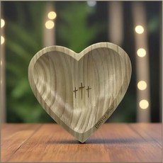 糖果盒木質茶 實木托盤新年 食盤子木質愛 心碗 創意 乾果盤愛心形, 1個, 原木色