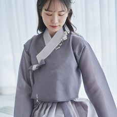 생활한복 실과바늘 고급진 회색 깃배색 저고리 한복