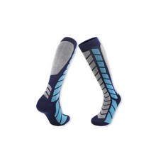 滑雪襪 高筒保暖透氣排汗滑雪襪，加厚襪底緩衝支撐，專業滑雪運動襪, 8207深藍底M, 1套