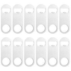 ZCYSRLQIN 플랫 병따개 8.9 x 3cm(3.5 x 1.2인치) 스테인리스 스틸 맥주 병따개 튼튼한 바 블레이드 솔리드 병따개 재미있는 바텐더 병따개 레스토랑 파티 용, 12 Silver