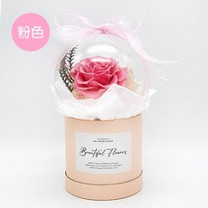 FlowerSP 花漾愛情玫瑰永生花報報桶, 粉色,永生花建議使用宅配配送