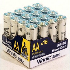 Vinnic 銀戰士 環保碳鋅1.5V電池 3號AA 4號AAA 4入裝 16入裝 電池 碳鋅電池 乾電池, 1個, 4號AAA,16入, 4
