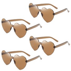 올리브파티 하트 안경 선글라스 파티 용품 안경 선글라스 파티 용품, 4개, 브라운