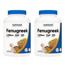 뉴트리코스트 Nutricost Fenugreek Seed 페뉴그릭 호로파씨 240캡슐 2팩, 240정, 2개