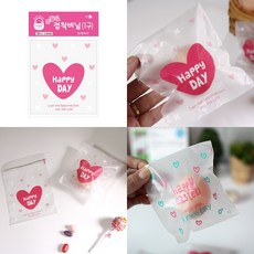 화평플러스몰 2020년 부활절 달걀포장 1구 접착비닐(30매) 바구니 봉투, KJ접착비닐1구(30매)-분홍하트