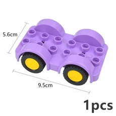 큰 크기 철도 기차 트랙 벽돌 직선 곡선 오르막 대형 트랙 다리 차량 도시 장난감 빌딩 벽돌 호환 Duploes, 33 Purple Car