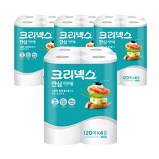 유한킴벌리 크리넥스 안심 키친타올 120매 4롤 4팩, 4박스