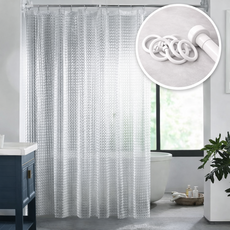 난네난네 EVA 샤워커튼 풀세트 (봉+링 포함) 방수 방습, 1세트, 크리스탈 엠보