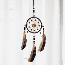 창문인테리어 종달린 인디풍 드림캐처 2개 개업기념품, 브라운