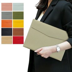 이지엔고 A4 서류 파일 보관 가죽 파우치 클러치, 1개, 브라운