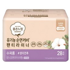 좋은느낌 유기농 순면커버 팬티라이너, 슈퍼롱, 28개입, 1개