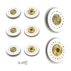 핸드메이드 가죽 자석 스냅단추 원형 4세트, 1개, 화이트