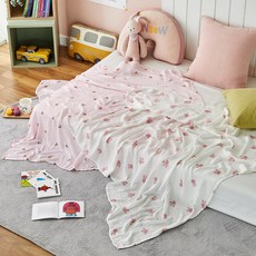 모던하우스 보들보들 뱀부 거즈블랑켓 이불 2P 세트, 토끼체리아이보리핑크