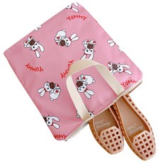 아이주 신발 주머니 신발가방 실내화 보조 가방 학원 준비물 에코백 목욕 수영장 방수 가방, 신발가방 도넛토끼, 1개