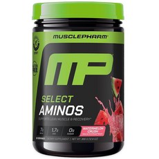 MusclePharm Select Amino's EAA + BCAAs 운동 후 필수 아미노산 파우더 운동 전 에너지 보충제 분지 사슬 아미노산이 함유된 남성 및 여성용, 1개